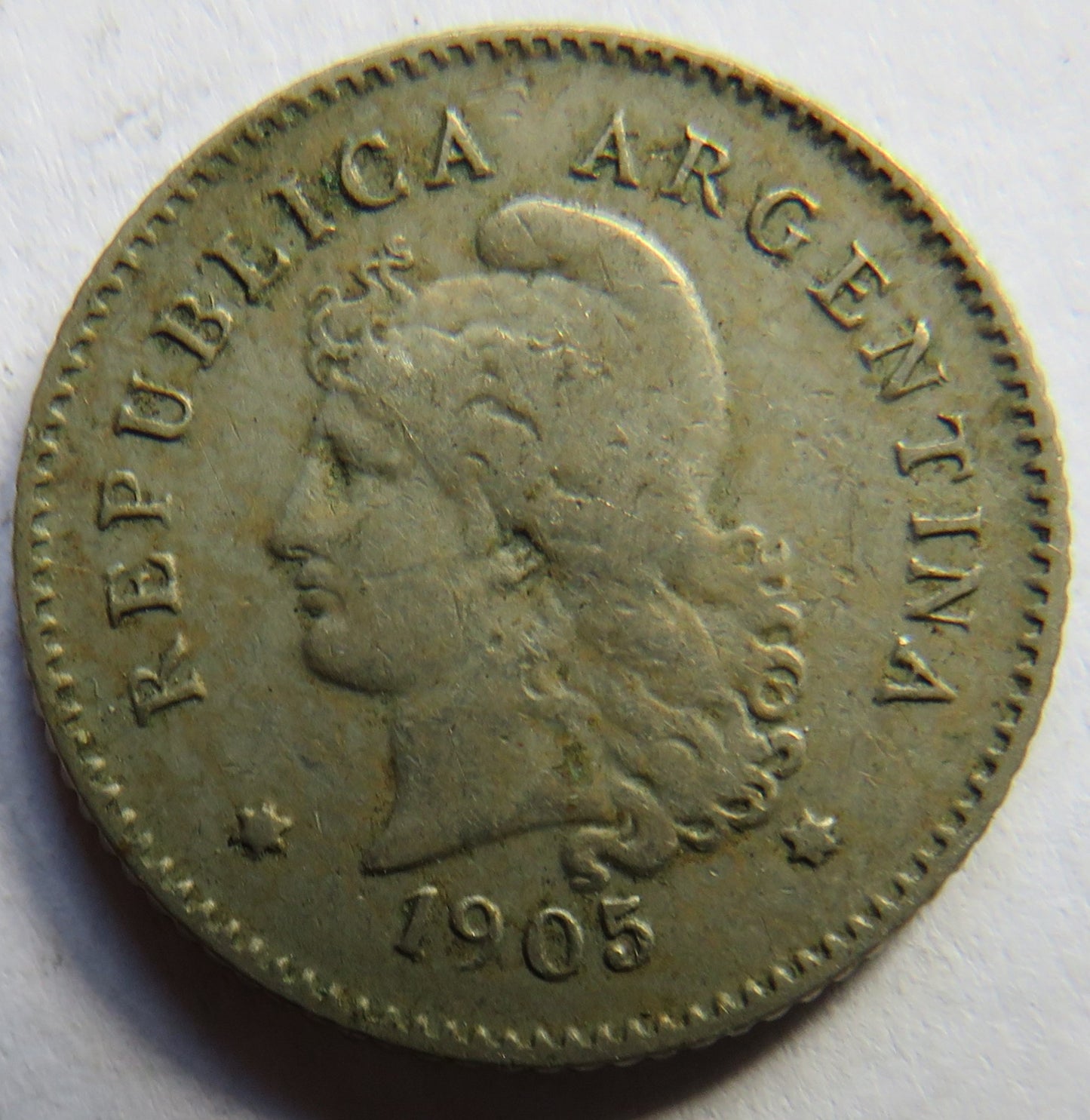 1905 Argentina 10 Centavos Coin