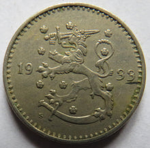 Load image into Gallery viewer, 1933 Finland One Markka Coin
