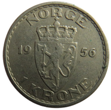 Load image into Gallery viewer, 1956 Norway One Krone Coin
