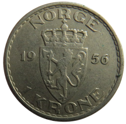 1956 Norway One Krone Coin