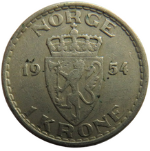 Load image into Gallery viewer, 1954 Norway One Krone Coin
