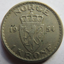 Load image into Gallery viewer, 1954 Norway One Krone Coin
