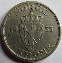 Load image into Gallery viewer, 1955 Norway One Krone Coin
