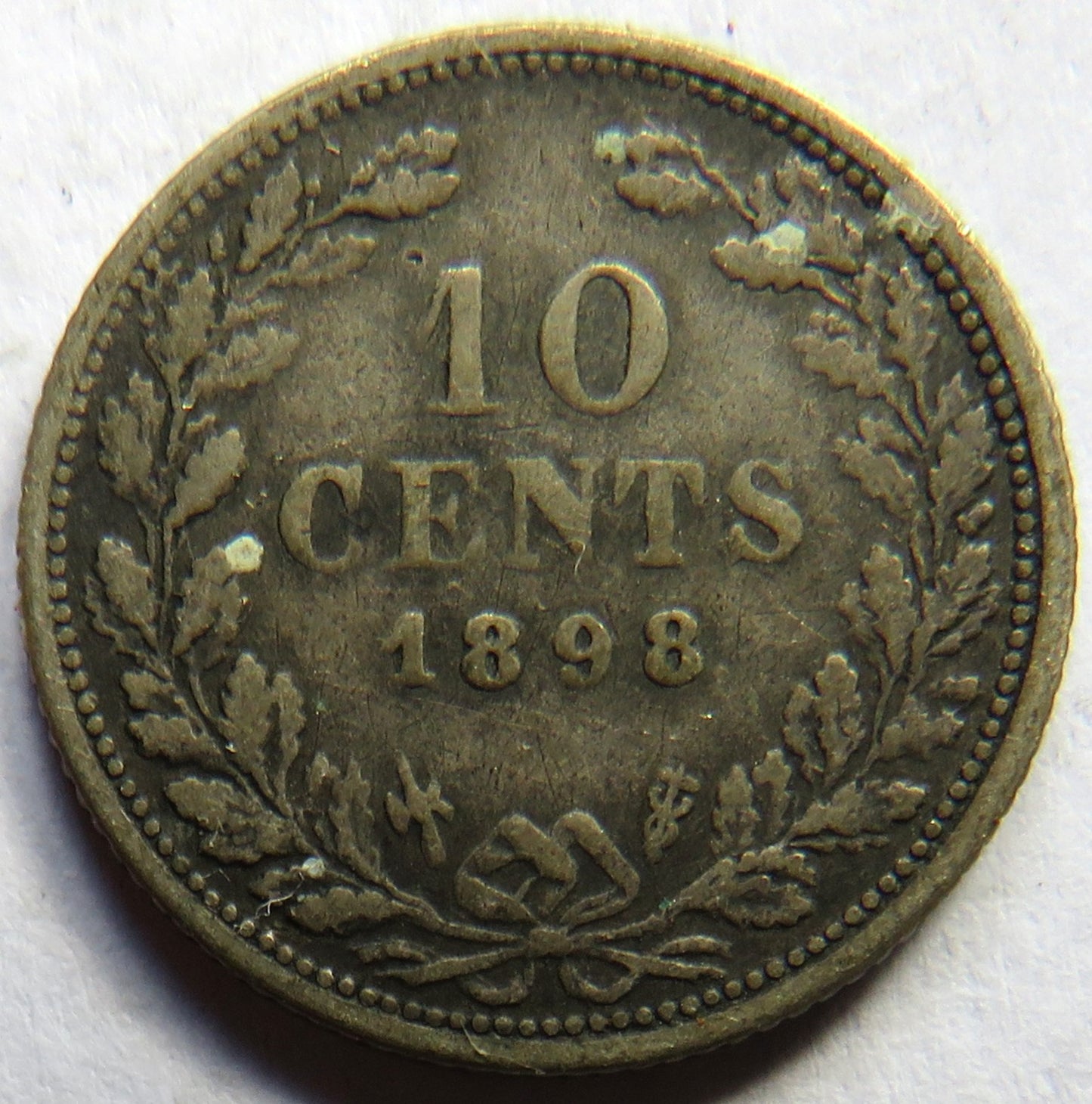 1898 Netherlands Silver 10 Cents Coin