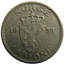 Load image into Gallery viewer, 1955 Norway One Krone Coin
