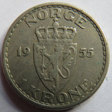 Load image into Gallery viewer, 1955 Norway One Krone Coin
