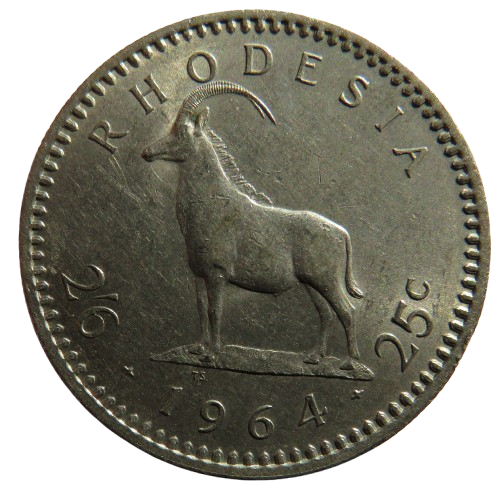 1964 Rhodesia 25 Cents Coin