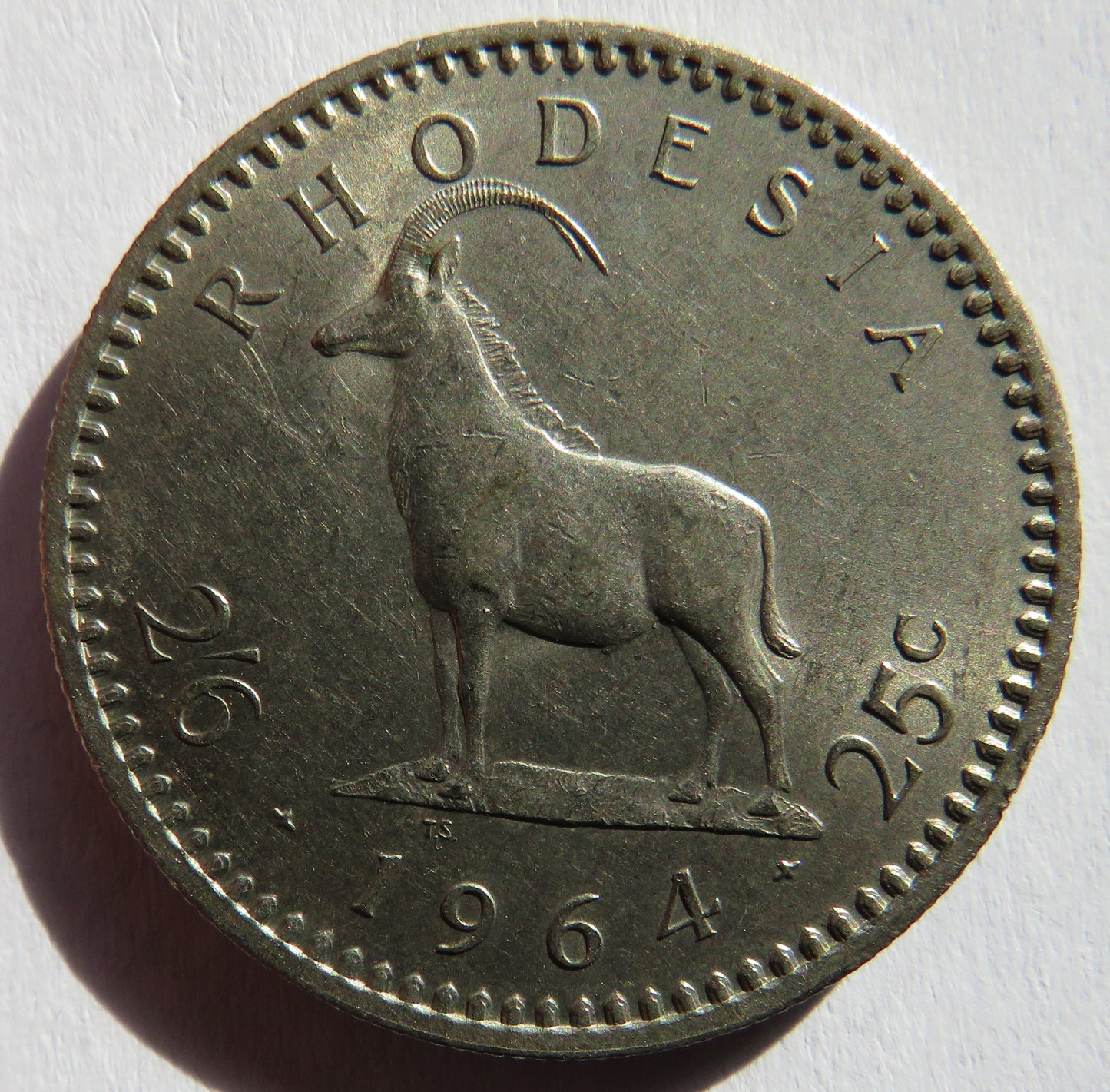 1964 Rhodesia 25 Cents Coin