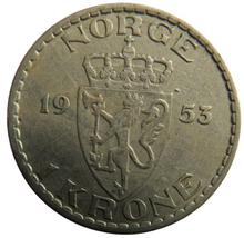 Load image into Gallery viewer, 1953 Norway One Krone Coin
