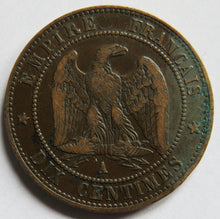 Load image into Gallery viewer, 1856-A France Napoleon III 10 Centimes Coin
