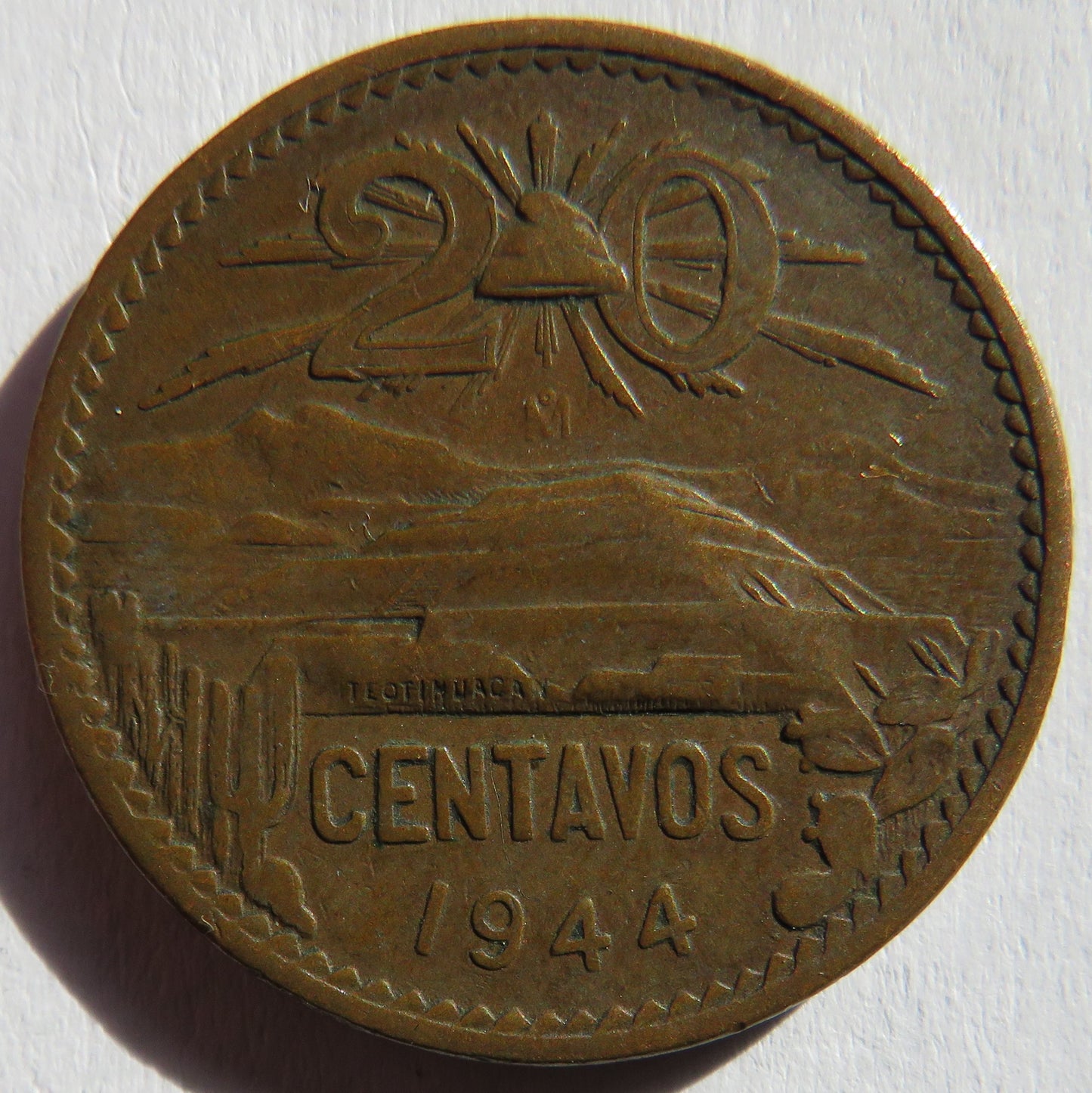 1944 Mexico 20 Centavos Coin