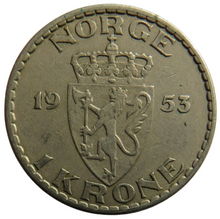 Load image into Gallery viewer, 1953 Norway One Krone Coin
