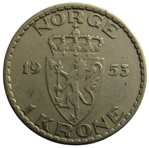 1953 Norway One Krone Coin