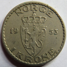 Load image into Gallery viewer, 1953 Norway One Krone Coin
