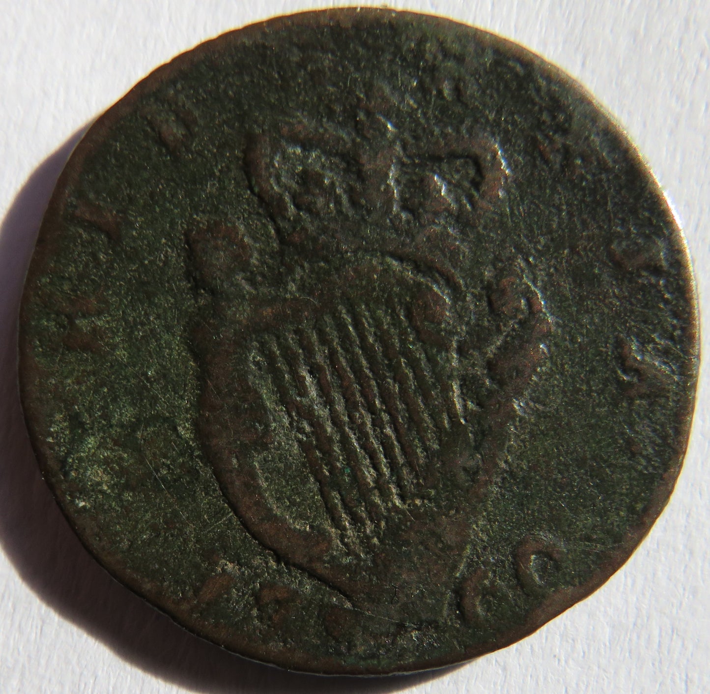 1760 Ireland Hibernia Halfpenny Coin