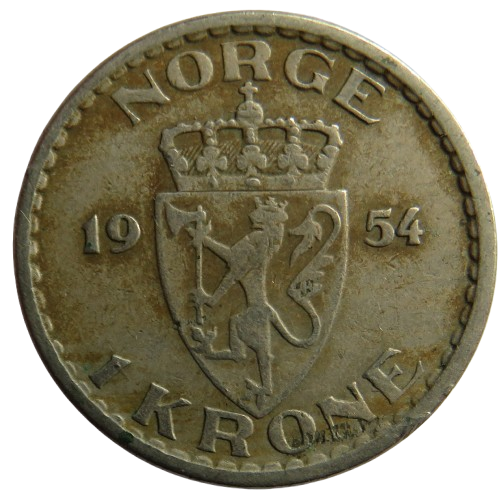 1954 Norway One Krone Coin