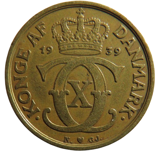 1939 Denmark One Krone Coin
