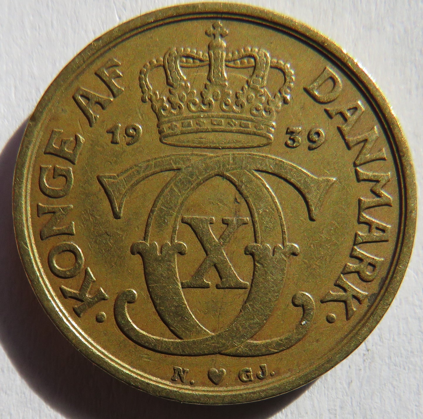 1939 Denmark One Krone Coin