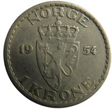 Load image into Gallery viewer, 1954 Norway One Krone Coin
