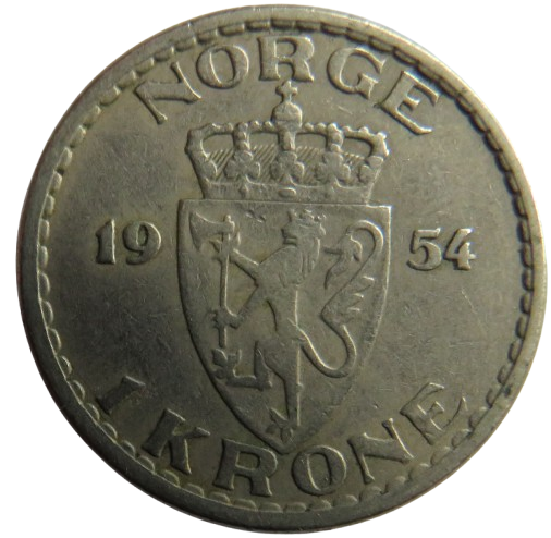 1954 Norway One Krone Coin