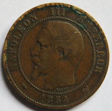 Load image into Gallery viewer, 1854-W France Napoleon III 10 Centimes Coin
