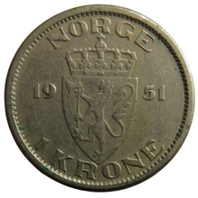 Load image into Gallery viewer, 1951 Norway One Krone Coin
