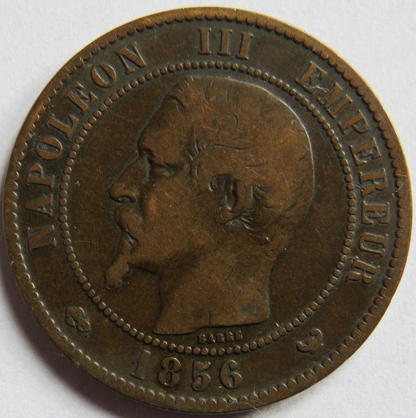 1856-W France Napoleon III 10 Centimes Coin