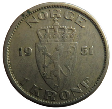 Load image into Gallery viewer, 1951 Norway One Krone Coin
