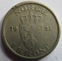 Load image into Gallery viewer, 1951 Norway One Krone Coin
