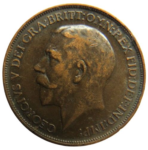 1912-H King George V One Penny Coin - Great Britain