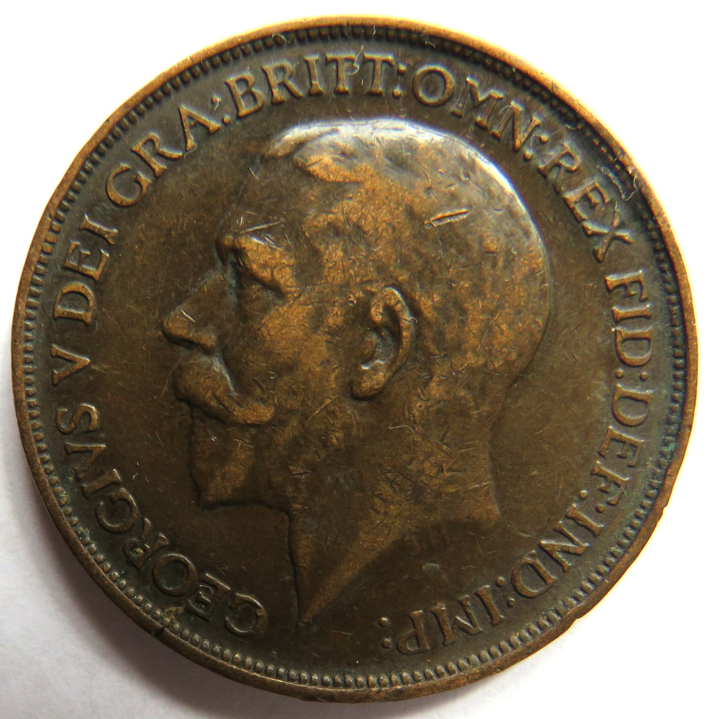 1912-H King George V One Penny Coin - Great Britain