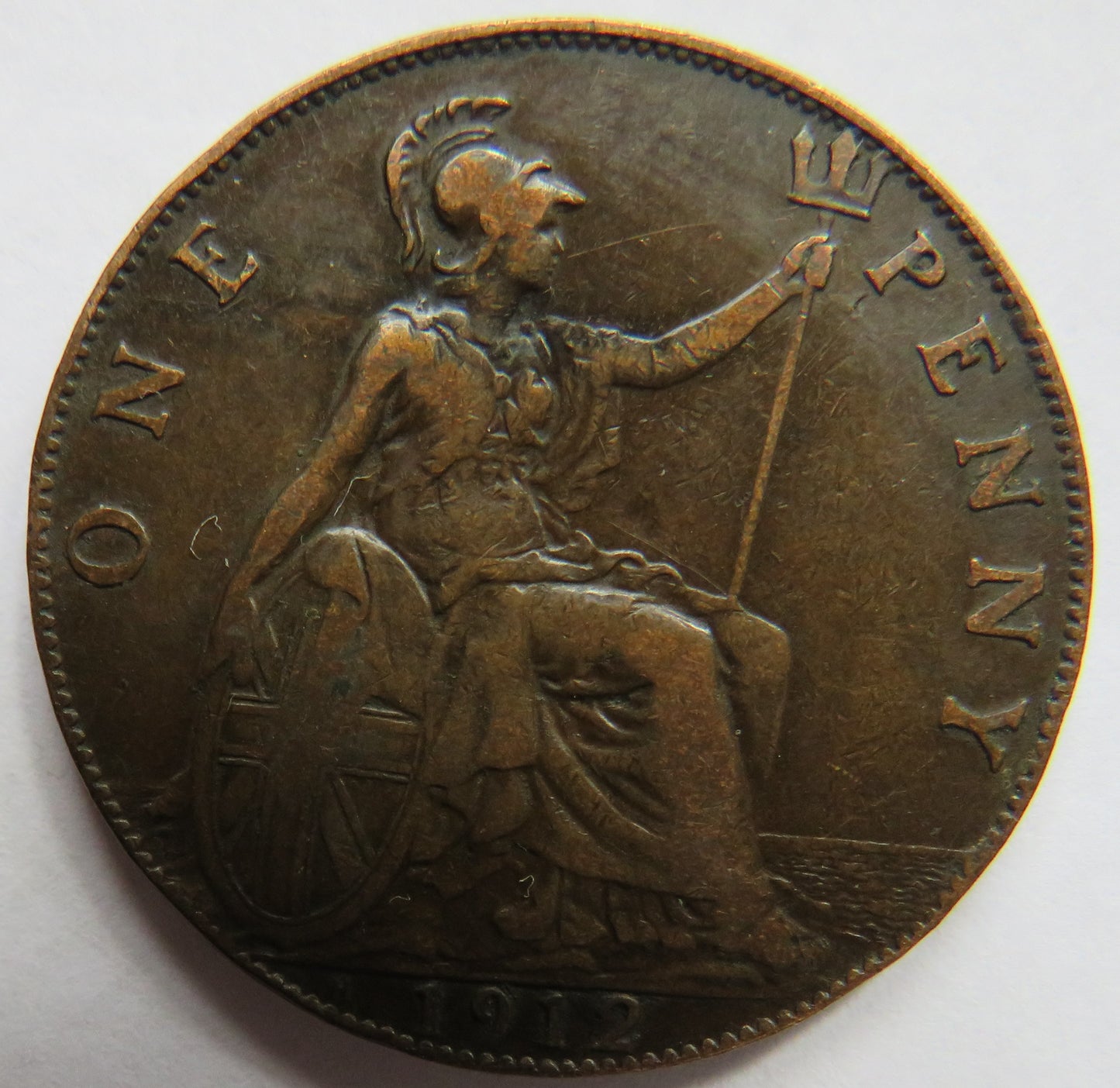 1912-H King George V One Penny Coin - Great Britain