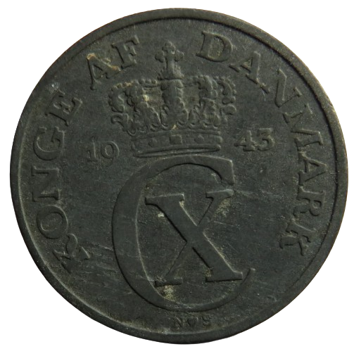 1943 Denmark 5 Ore Coin