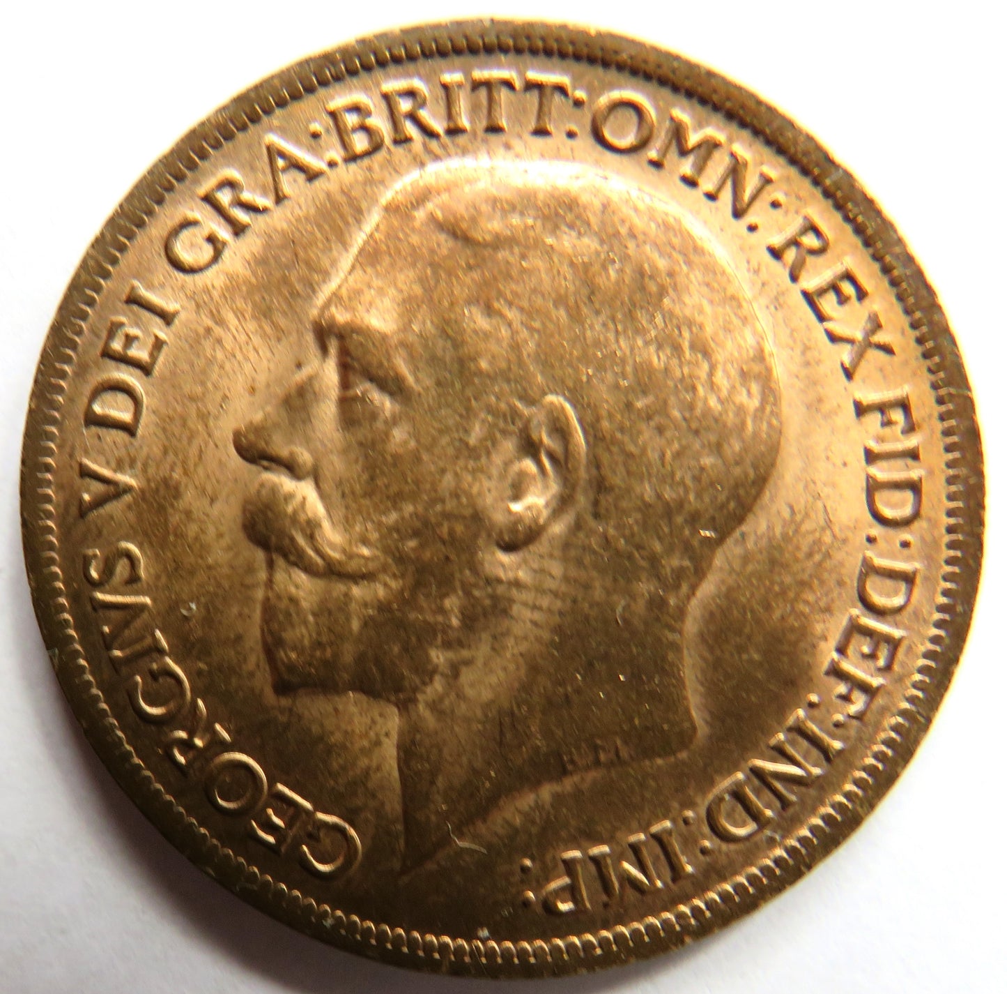 1919 King George V One Penny Coin High Grade - Great Britain