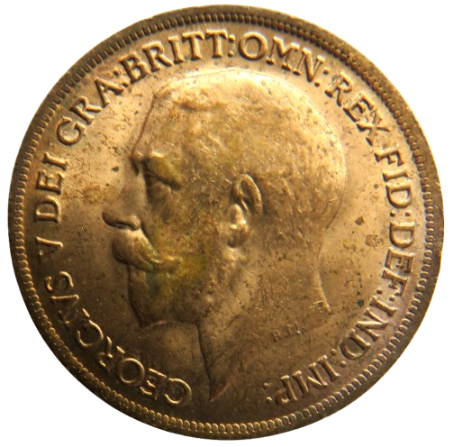 1919 King George V One Penny Coin High Grade - Great Britain