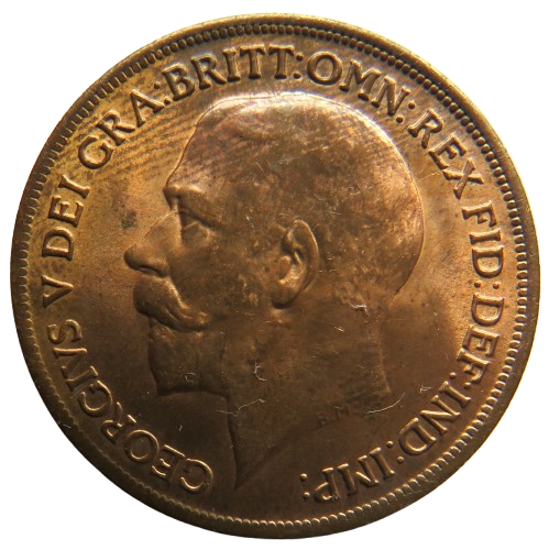 1919 King George V One Penny Coin High Grade - Great Britain