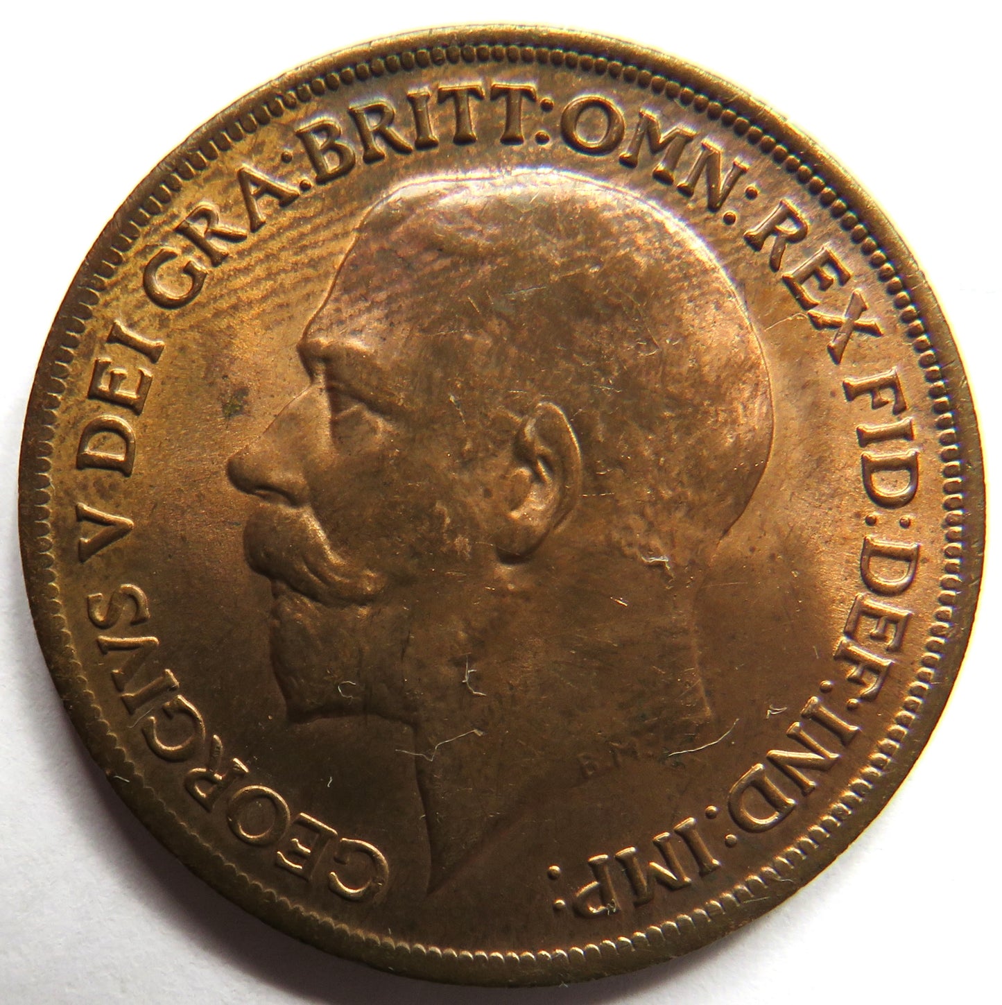 1919 King George V One Penny Coin High Grade - Great Britain