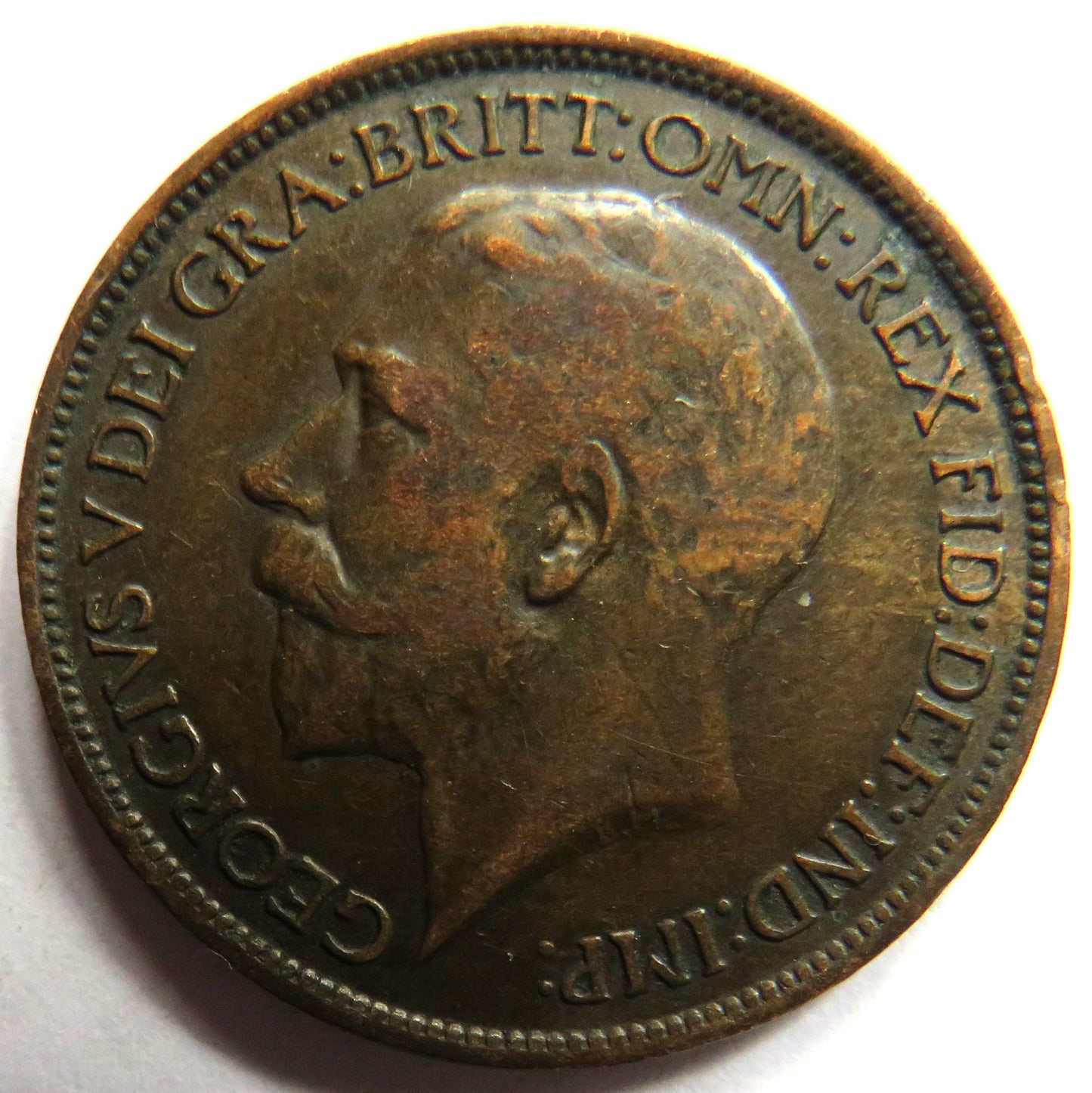 1917 King George V Halfpenny Coin - Great Britain
