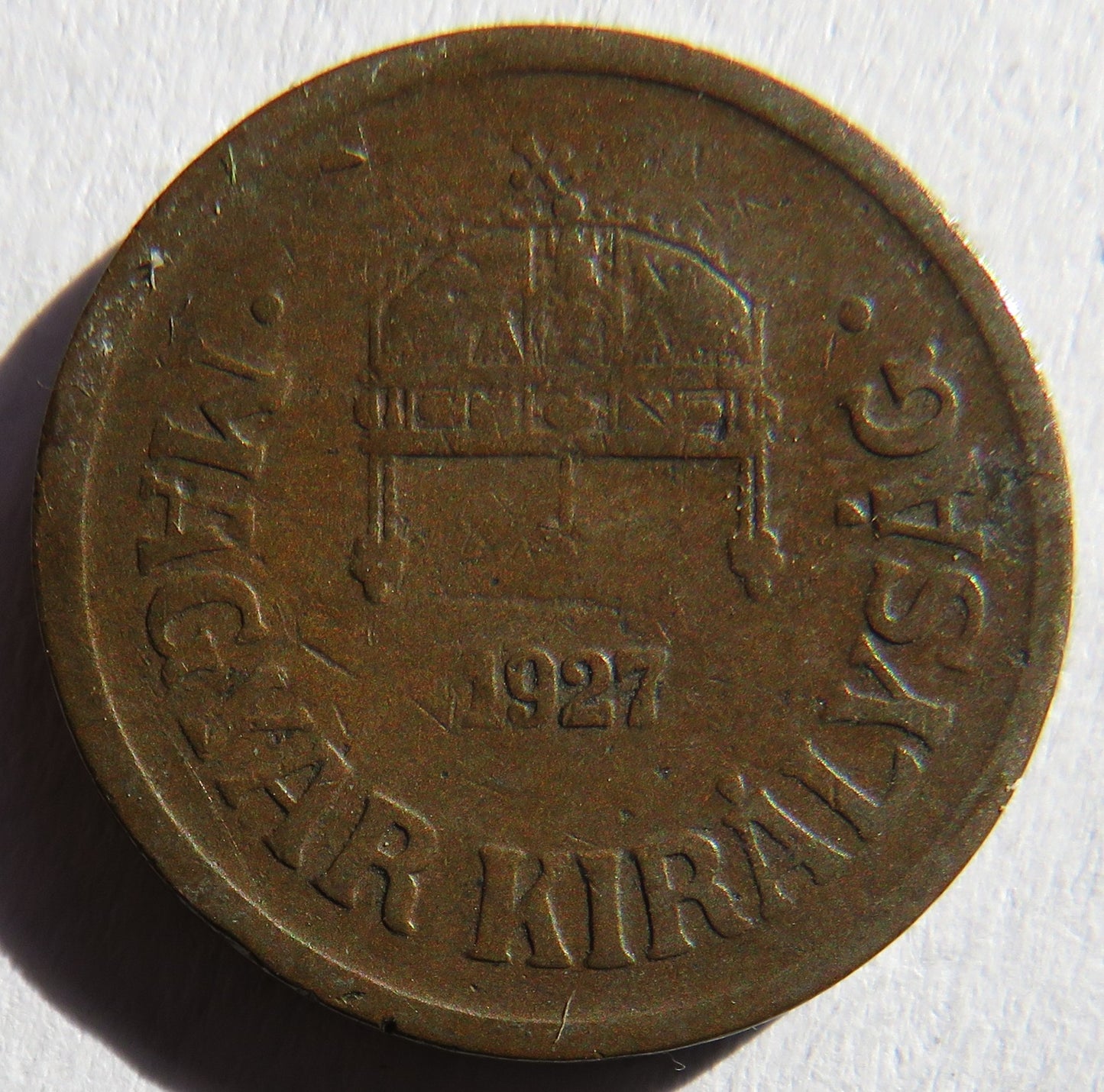 1927 Hungary 2 Filler Coin