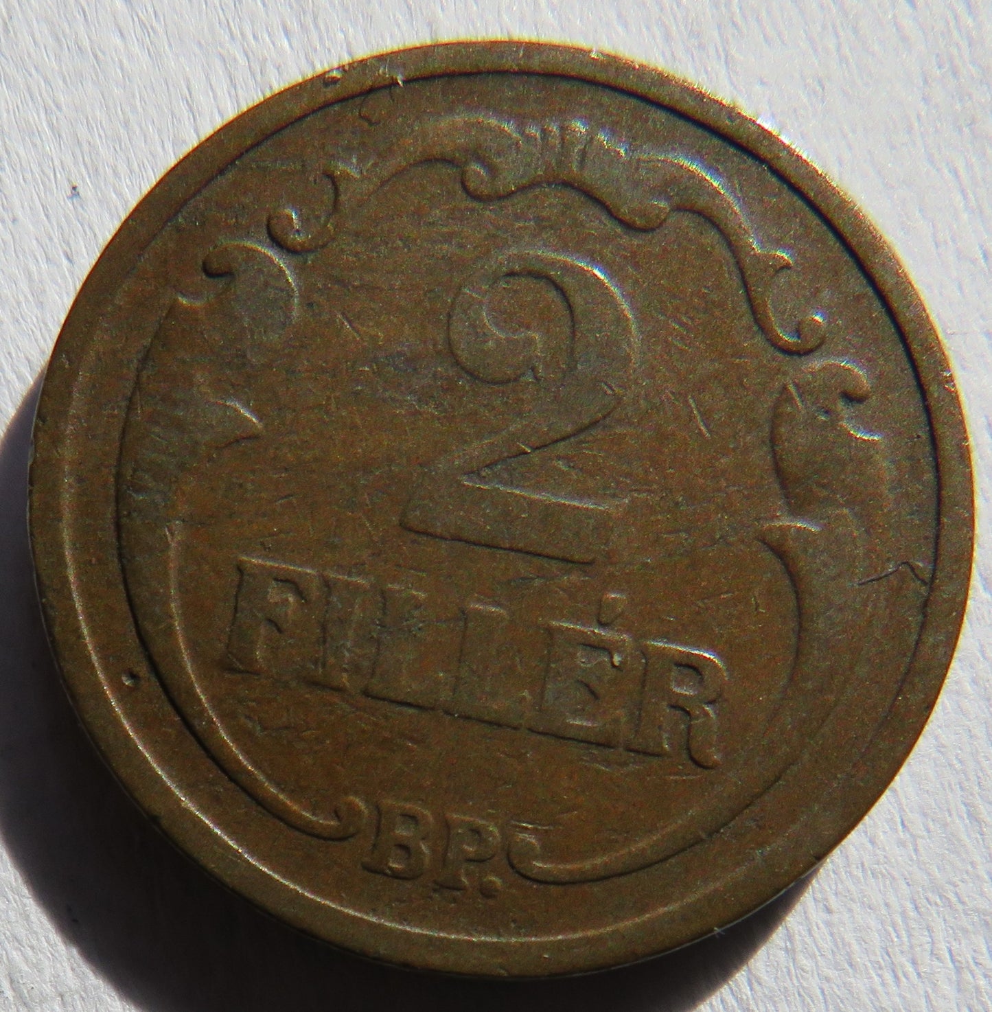 1927 Hungary 2 Filler Coin