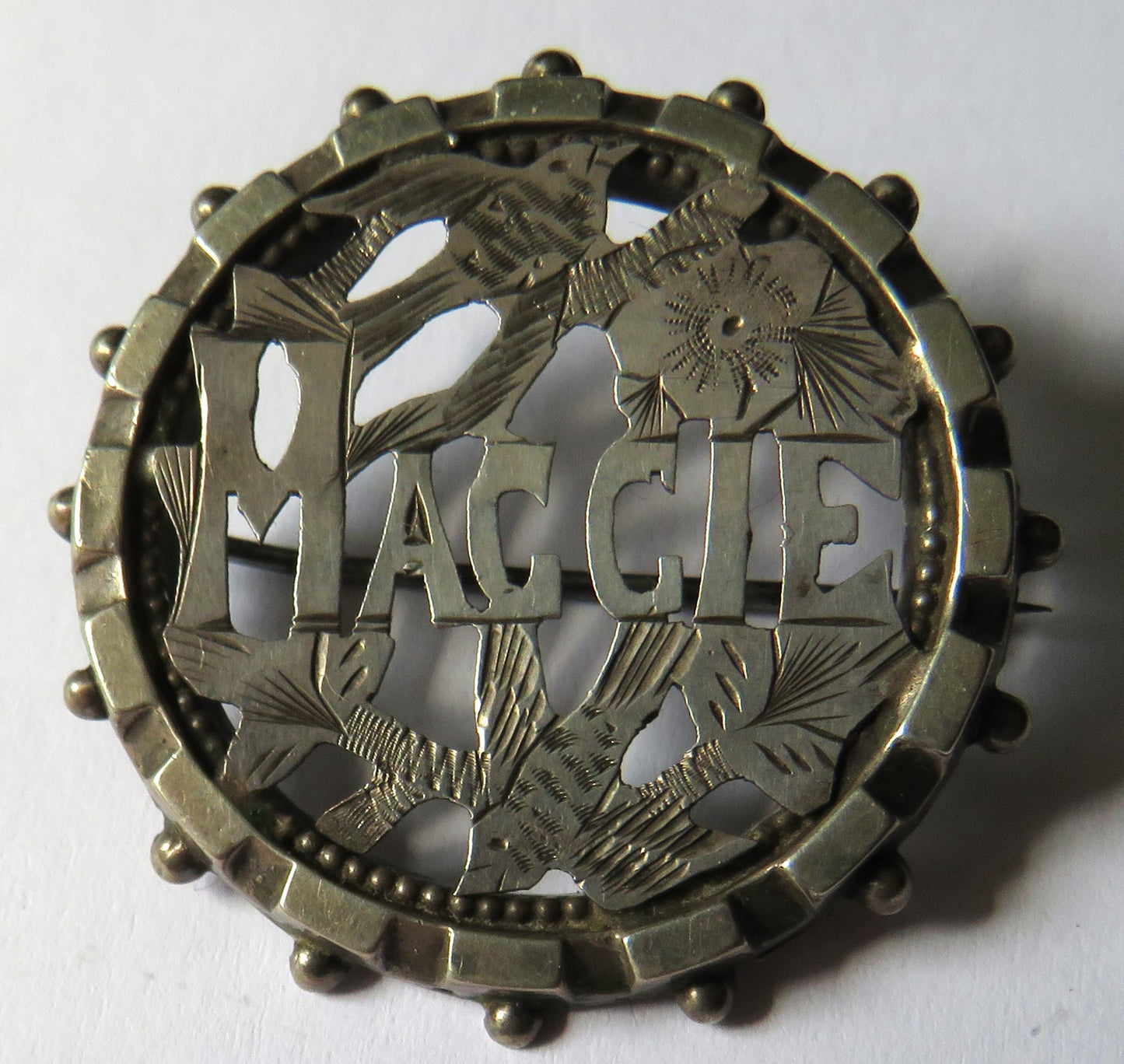 Antique Sterling Silver "Maggie" Brooch