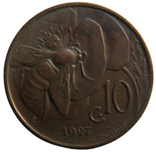 Load image into Gallery viewer, 1927 Italy 10 Centesimi Coin
