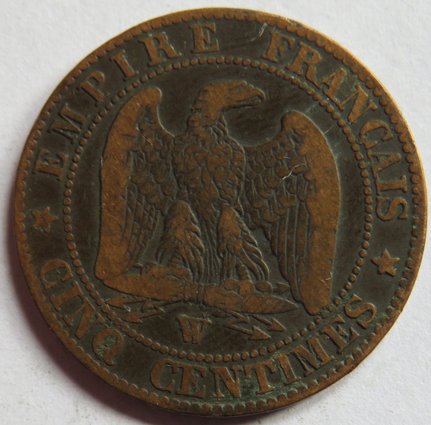 1856-W France Napoleon III 5 Centimes Coin