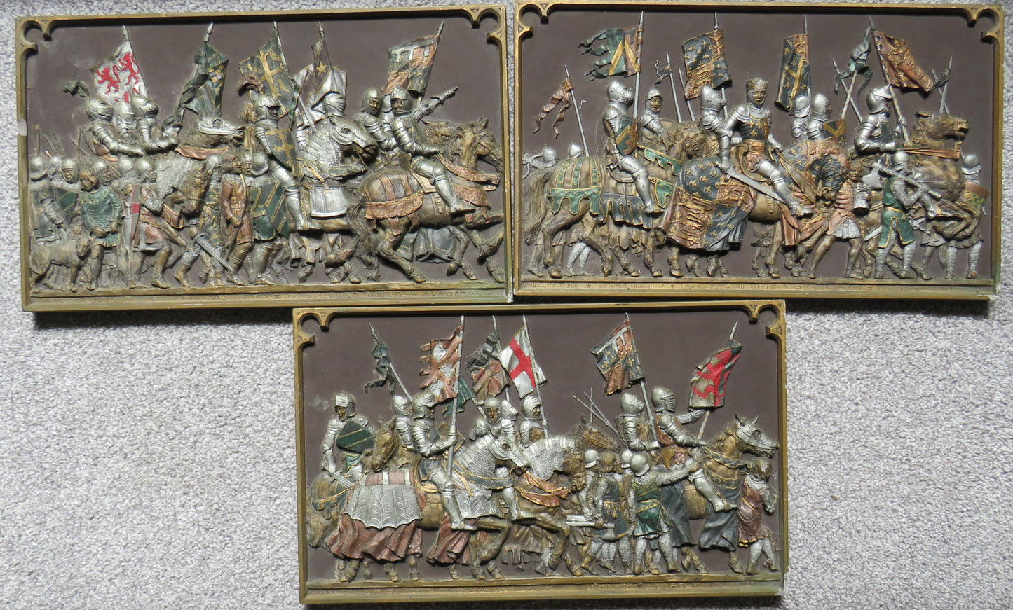 3 Medieval Knights 3d Wall Plaques By Marcus Designs Agincourt 1415,