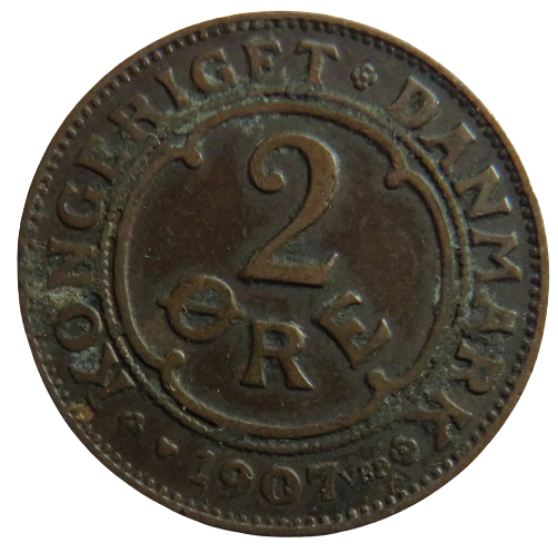 1907 Denmark 2 Ore Coin