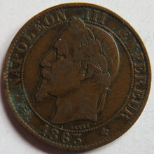 Load image into Gallery viewer, 1863-BB France Napoleon III 5 Centimes Coin
