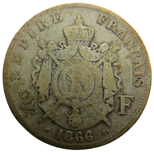 1866 France Silver 2 Francs Coin