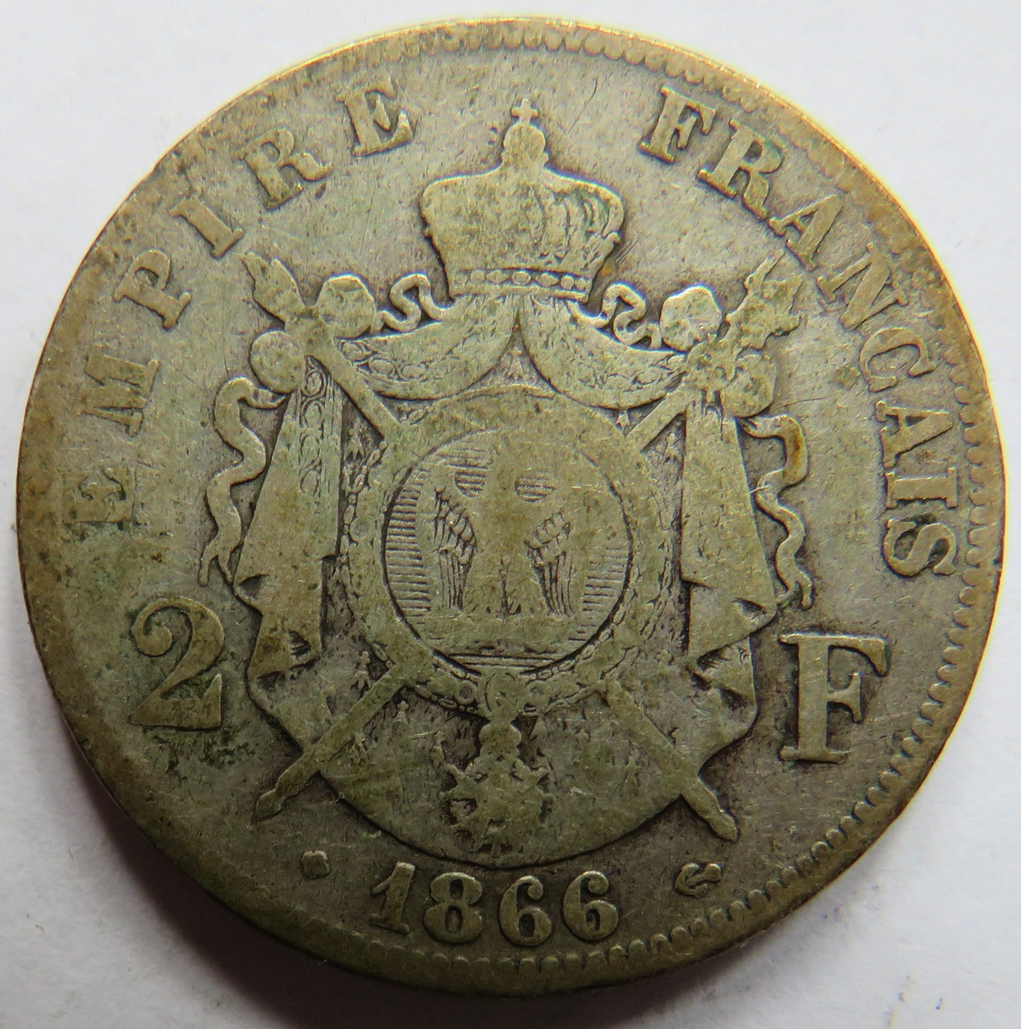 1866 France Silver 2 Francs Coin