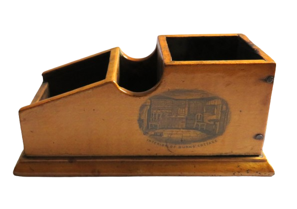 Antique Mauchline Transfer Ware Sledge Inkwell "Burns Cottage"