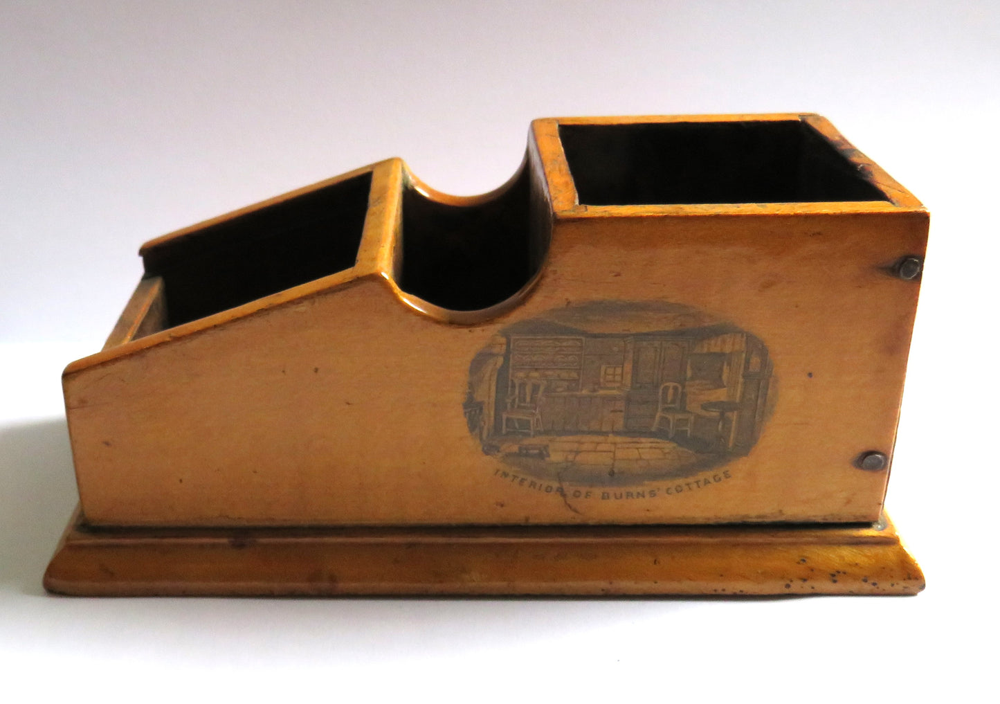 Antique Mauchline Transfer Ware Sledge Inkwell "Burns Cottage"